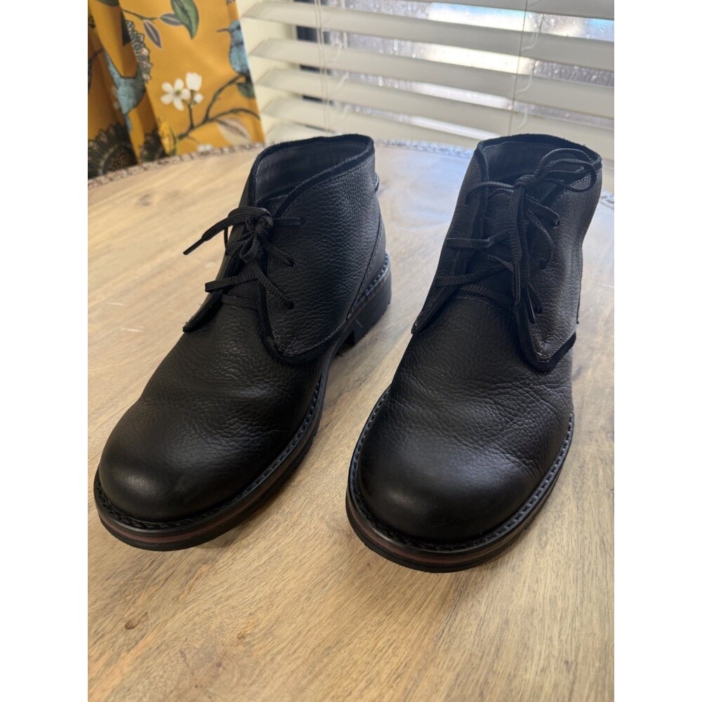 Clarks Men's Morris Peak Waterproof Chukka Boots – Black Pebbled Leather – Size